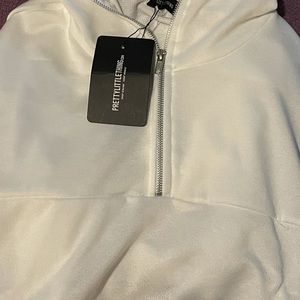 white cropped sweater